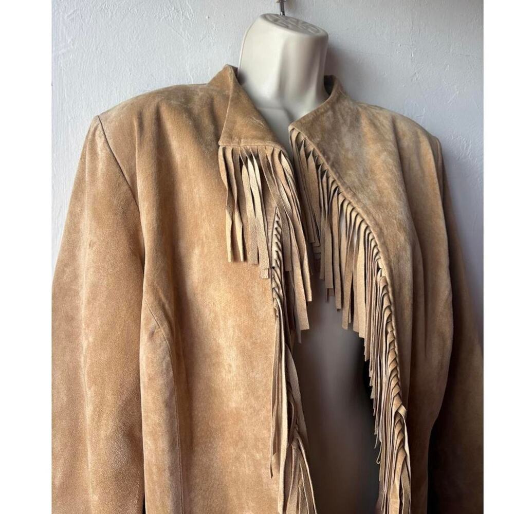 Vntg genuine suede fringe jacket